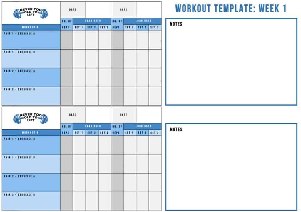 Goal Planner and Workout Template
