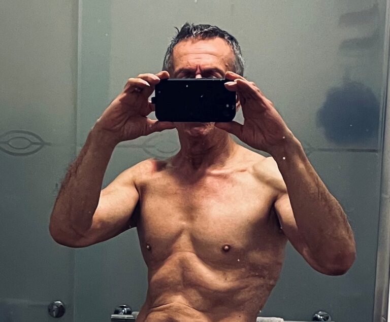 August showing off new body.