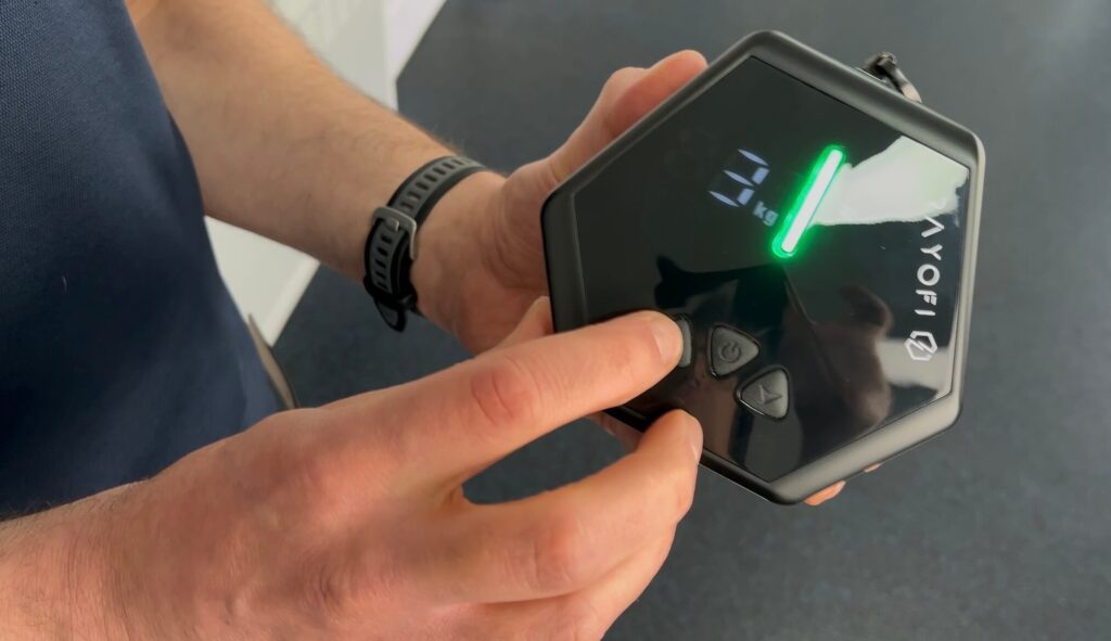 GoTone Pro digital display showing adjustable resistance in kilograms